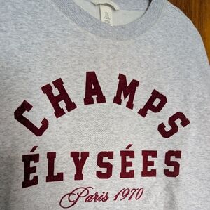 H&M Heather Gray Sweatshirt with Burgundy Print